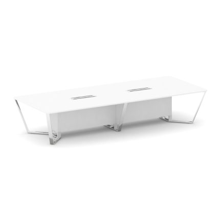 Steel Meet Стол переговорный прямоугольный MFK-PR.B.SP-14 Белый/МДФ Ультраматт Белый Бриллиант/Нержа