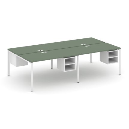 Concept Рабочая станция двухсторонняя с подвесными тумбами на 4 места CN.DRS-128 Кобо/Белый Бриллиан