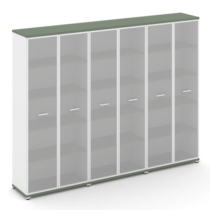 Concept Шкаф 3 широкие секции, 5 ниш CN.STS-538 RMW W Кобо/Белый Бриллиант/Металл Белый/Сатин 2500*4