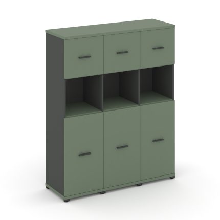 Concept Шкаф 3 узкие секции, 4 ниши CN.STU-435 A Кобо/Антрацит/Металл Антрацит 1252*420*1554