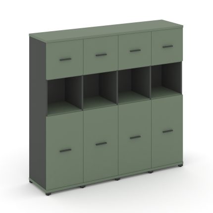 Concept Шкаф 4 узкие секции, 4 ниши CN.STU-445 A Кобо/Антрацит/Металл Антрацит 1668*420*1554