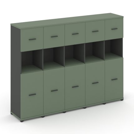 Concept Шкаф 5 узких секций, 4 ниши CN.STU-455 A Кобо/Антрацит/Металл Антрацит 2084*420*1554