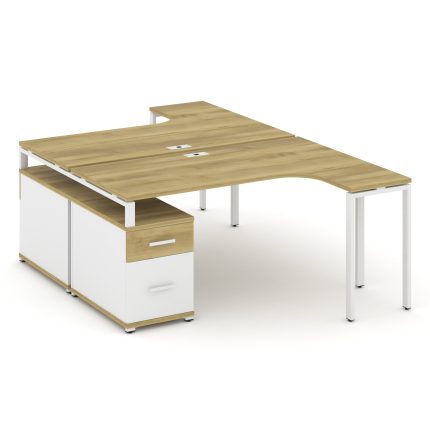 Concept Рабочая станция с двойной опорной тумбой CN.DSA-304 W Дуб Винченцо/Белый Бриллиант/Металл Бе