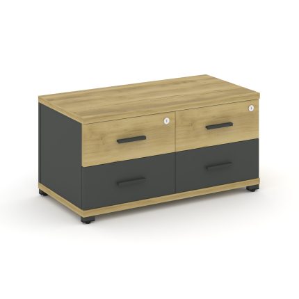 Concept Тумба приставная широкая 4 ящ. CN.TSP-001 A Дуб Винченцо/Антрацит/Металл Антрацит 836*420*41