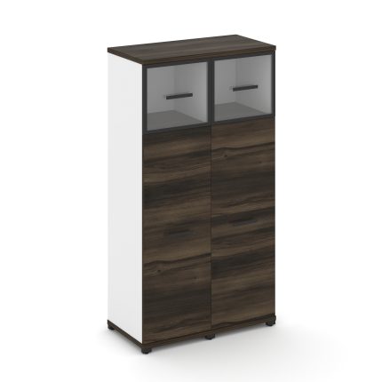 Concept Шкаф 2 узкие секции, 4 ниши CN.STU-424 RPB B Дуб Мали/Белый Бриллиант/Металл Черный/Прозрачн