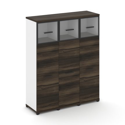 Concept Шкаф 3 узкие секции, 4 ниши CN.STU-434 RPB B Дуб Мали/Белый Бриллиант/Металл Черный/Прозрачн