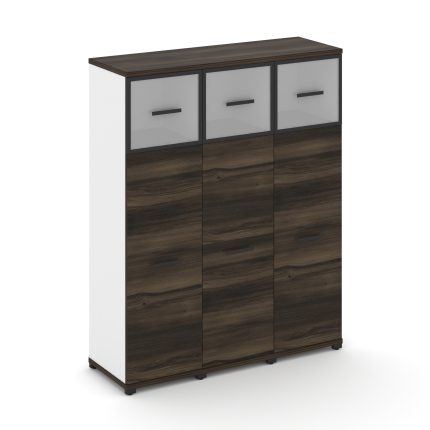 Concept Шкаф 3 узкие секции, 4 ниши CN.STU-434 RMB B Дуб Мали/Белый Бриллиант/Металл Черный/Сатин 12