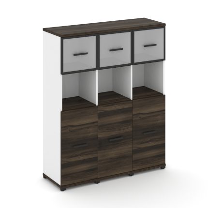 Concept Шкаф 3 узкие секции, 4 ниши CN.STU-435 RMB B Дуб Мали/Белый Бриллиант/Металл Черный/Сатин 12