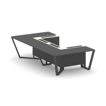 Steel Meet Стол переговорный П-образный KMK-PR.B.SP-07P Антрацит/Ваниль Глянец/Металл Антрацит 1600*