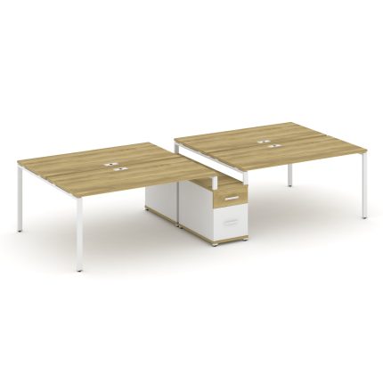 Concept Рабочая станция 4 места с двухсторонней опорной тумбой CN.DRS-316 W Дуб Винченцо/Белый Брилл
