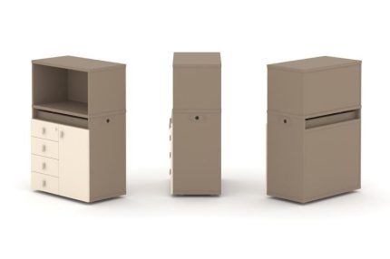 Estetica Набор №2. Тумба одиночная+низкая надставка ES.NB.1N-2 Латте/Сатин 750*410*1135