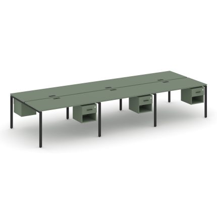 Concept Рабочая станция двухсторонняя с подвес. тумбами на 6 мест CN.DRS-159 B Кобо/Металл Черный 41