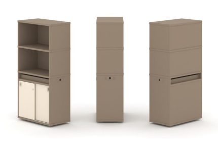 Estetica Набор №3 Тумба одиночная+высокая надставка ES.NB.1V-3 Латте/Сатин 750*410*1520