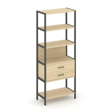 Shelf System Односекционный стеллаж пятиярусный с ящиками SN.STM-512 Акация Лорка/Металл Антрацит 81