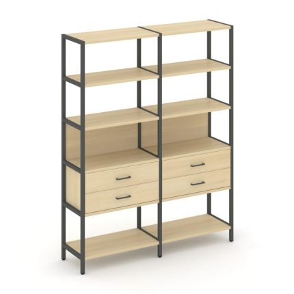 Shelf System Двухсекционный стеллаж пятиярусный с ящиками SN.STM-522 Акация Лорка/Металл Антрацит 15