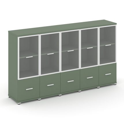 Concept Шкаф 5 узких секций, 3 ниши CN.STU-352 RPW W Кобо/Металл Белый/Прозрачный 2084*420*1186