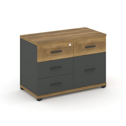 Concept Тумба приставная широкая 4 ящ.+1 распаш. фасад CN.TSP-010 A Сандал Янтарный/Антрацит/Металл