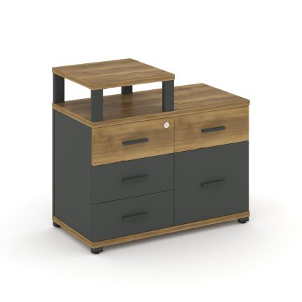 Concept Тумба приставная широкая 4 ящ.+1 распаш. фасад с надставкой узкой CN.TSP-011 A Сандал Янтарн