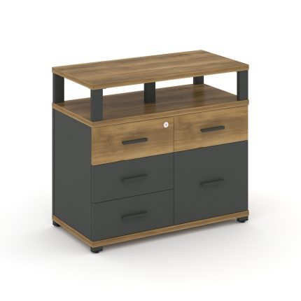 Concept Тумба приставная широкая 4 ящ.+1 распаш. фасад с надставкой широкой CN.TSP-012 A Сандал Янта