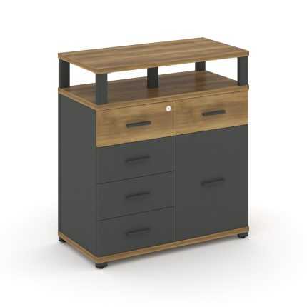Concept Тумба приставная широкая 5 ящ.+1 распаш. фасад с надставкой широкой CN.TSP-018 A Сандал Янта