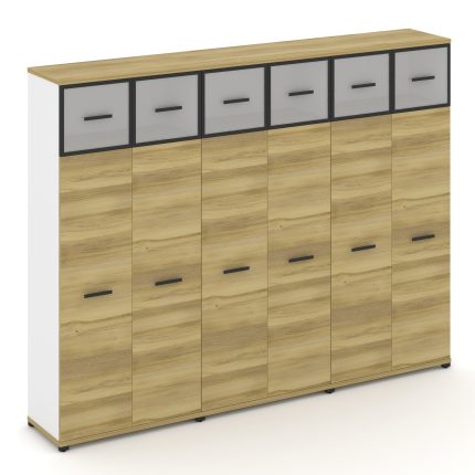 Concept Шкаф 3 широкие секции, 5 ниш CN.STS-537 RMB B Дуб Винченцо/Белый Бриллиант/Металл Черный/Сат