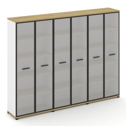 Concept Шкаф 3 широкие секции, 5 ниш CN.STS-538 RMB B Дуб Винченцо/Белый Бриллиант/Металл Черный/Сат