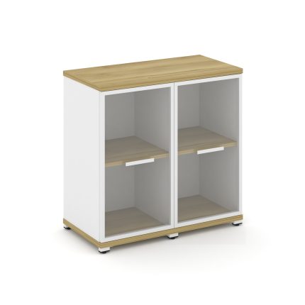 Concept Шкаф 2 узкие секции, 2 ниши CN.STU-223 RPW W Дуб Винченцо/Белый Бриллиант/Металл Белый/Прозр