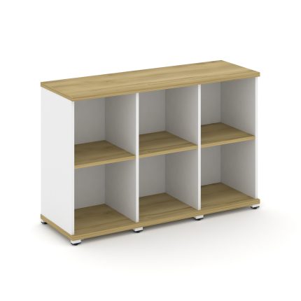 Concept Стеллаж 3 узкие секции, 2 ниши CN.STU-230 Дуб Винченцо/Белый Бриллиант/Металл Белый 1252*420