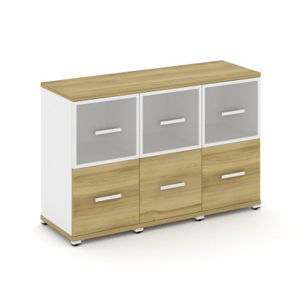 Concept Шкаф 3 узкие секции, 2 ниши CN.STU-232 RMW W Дуб Винченцо/Белый Бриллиант/Металл Белый/Сатин