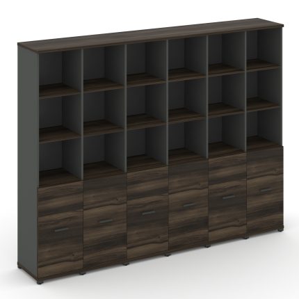 Concept Шкаф 6 узких секций, 5 ниш CN.STU-561 A Дуб Мали/Антрацит/Металл Антрацит 2500*420*1922