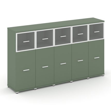 Concept Шкаф 5 узких секций, 3 ниши CN.STU-354 RPW W Кобо/Металл Белый/Прозрачный 2084*420*1186