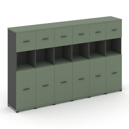 Concept Шкаф 6 узких секций, 4 ниши CN.STU-465 A Кобо/Антрацит/Металл Антрацит 2500*420*1554