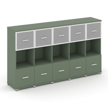 Concept Шкаф 5 узких секций, 3 ниши CN.STU-355 RMW W Кобо/Металл Белый/Сатин 2084*420*1186