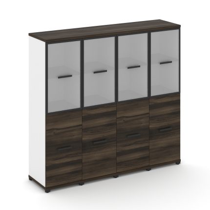 Concept Шкаф 4 узкие секции, 4 ниши  CN.STU-442 RMB B Дуб Мали/Белый Бриллиант/Металл Черный/Сатин 1