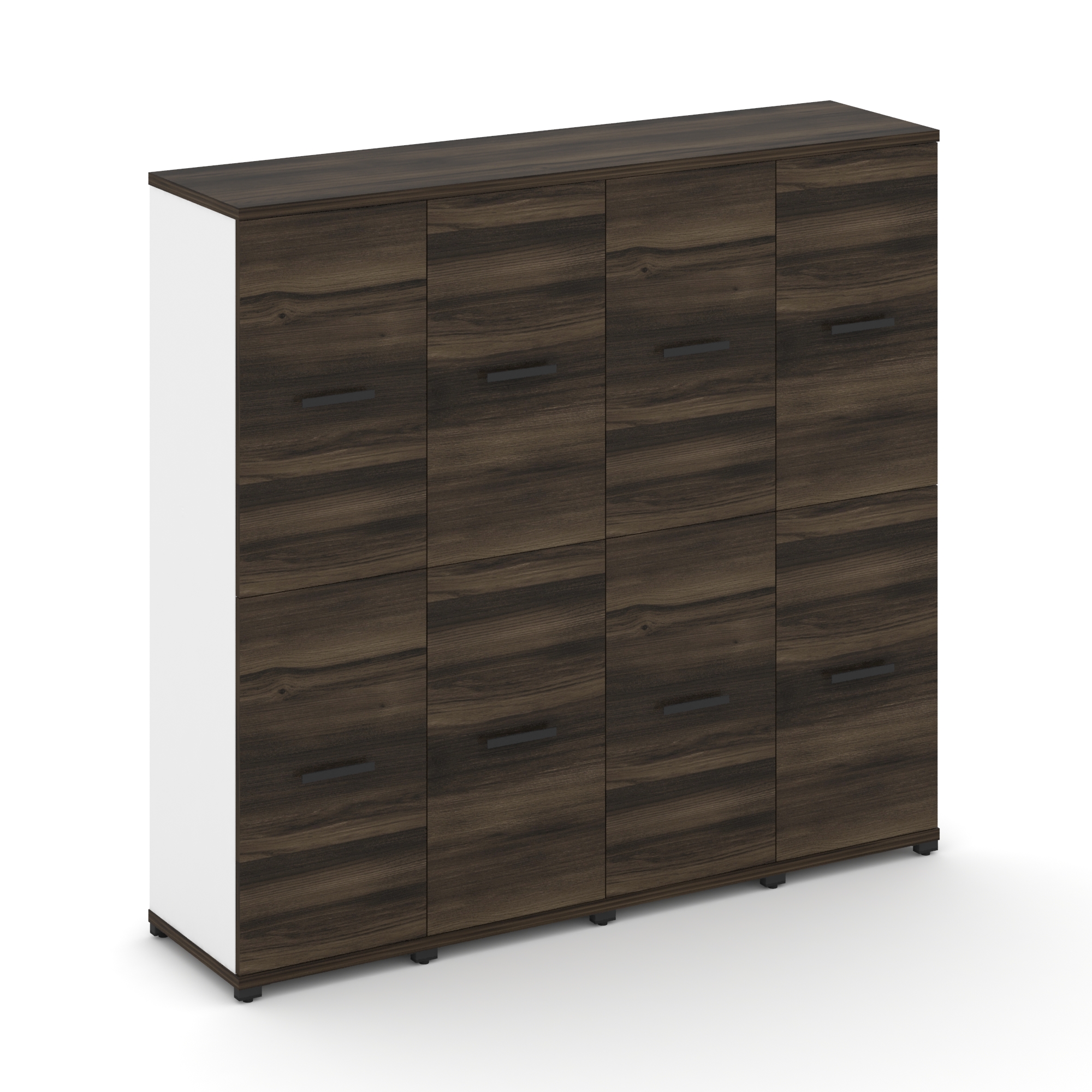 Concept Шкаф 4 узкие секции, 4 ниши CN.STU-442 B Дуб Мали/Белый Бриллиант/Металл Черный 1668*420*155