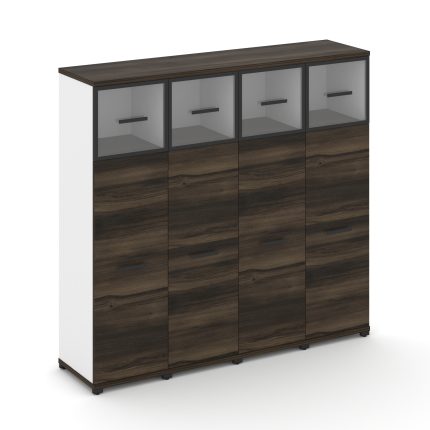 Concept Шкаф 4 узкие секции, 4 ниши CN.STU-444 RPB B Дуб Мали/Белый Бриллиант/Металл Черный/Прозрачн