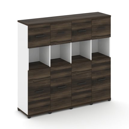 Concept Шкаф 4 узкие секции, 4 ниши CN.STU-445 B Дуб Мали/Белый Бриллиант/Металл Черный 1668*420*155