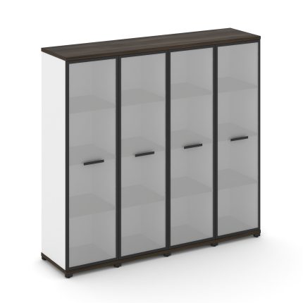 Concept Шкаф 4 узкие секции, 4 ниши CN.STU-446 RMB B Дуб Мали/Белый Бриллиант/Металл Черный/Сатин 16