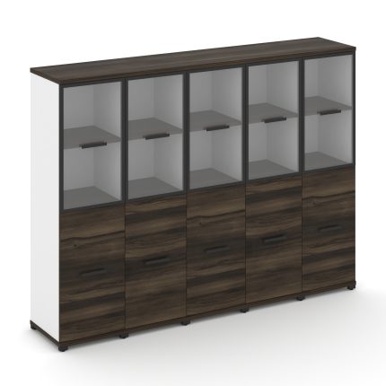 Concept Шкаф 5 узких секций, 4 ниши CN.STU-452 RPB B Дуб Мали/Белый Бриллиант/Металл Черный/Прозрачн