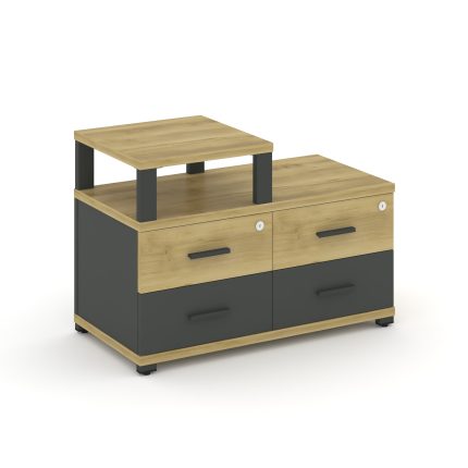 Concept Тумба приставная широкая 4 ящ. с надставкой узкой CN.TSP-002 A Дуб Винченцо/Антрацит/Металл