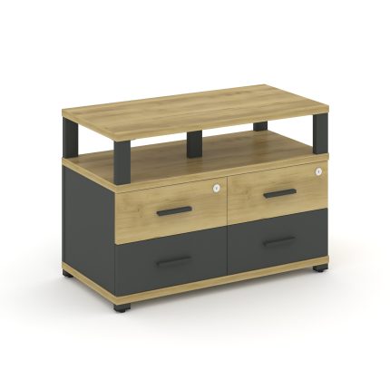 Concept Тумба приставная широкая 4 ящ. с надставкой широкой CN.TSP-003 A Дуб Винченцо/Антрацит/Метал