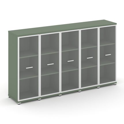 Concept Шкаф 5 узких секций, 3 ниши CN.STU-356 RPW W Кобо/Металл Белый/Прозрачный 2084*420*1186