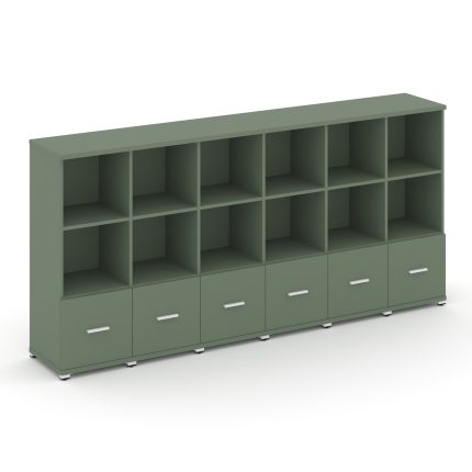 Concept Шкаф 6 узких секций, 3 ниши CN.STU-361 W Кобо/Металл Белый 2500*420*1186