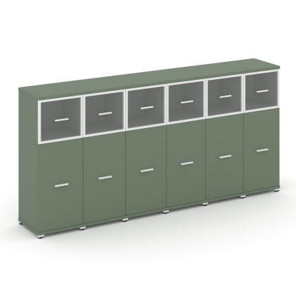 Concept Шкаф 6 узких секций, 3 ниши CN.STU-364 RPW W Кобо/Металл Белый/Прозрачный 2500*420*1186