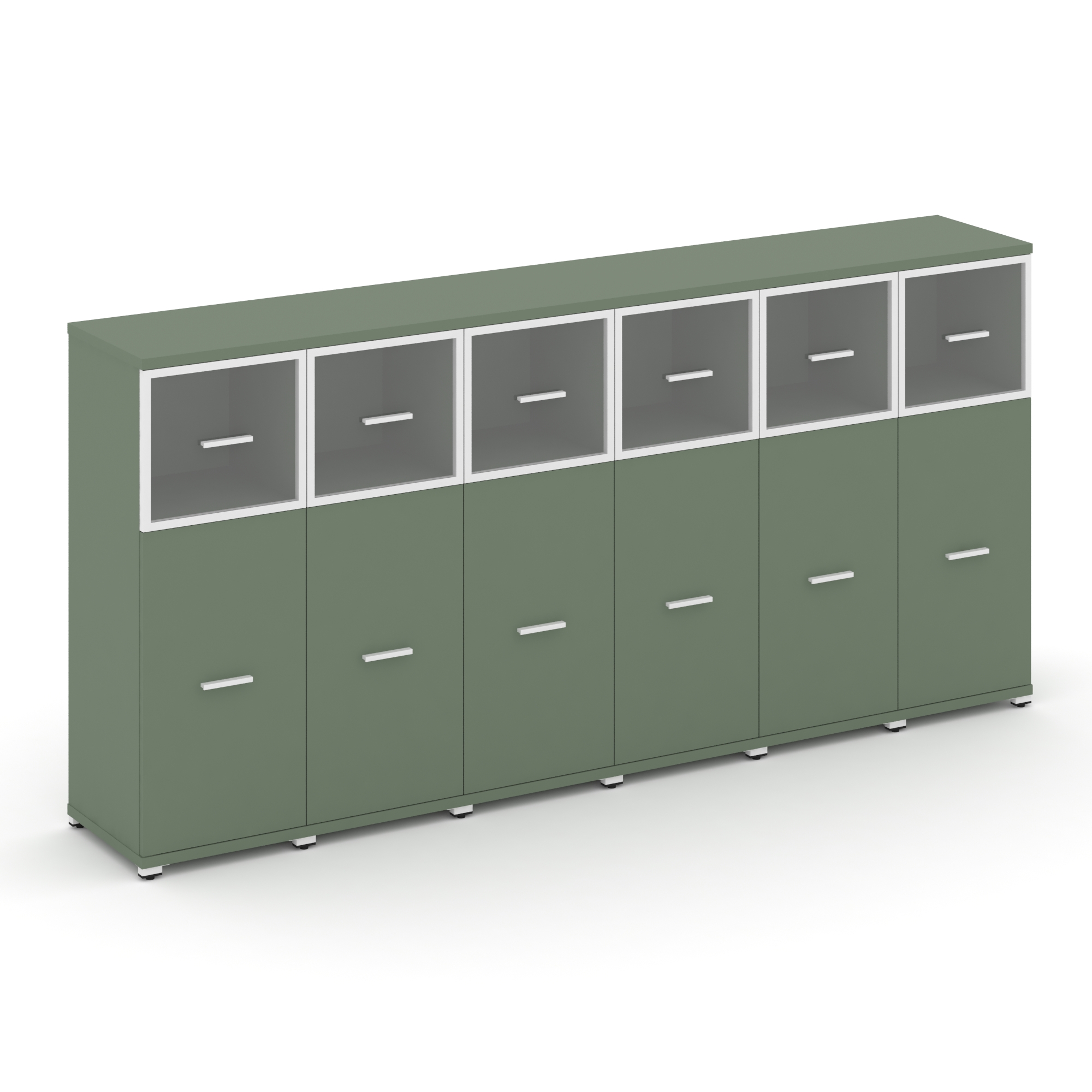 Concept Шкаф 6 узких секций, 3 ниши CN.STU-364 RPW W Кобо/Металл Белый/Прозрачный 2500*420*1186