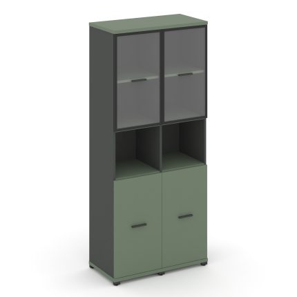 Concept Шкаф 2 узкие секции, 5 ниш CN.STU-523 RPB A Кобо/Антрацит/Металл Антрацит/Прозрачный 836*420