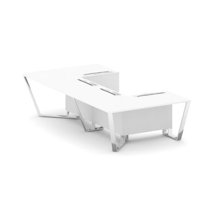 Steel Meet Стол переговорный П-образный MFK-PR.B.SP-07P Белый/МДФ Ультраматт Белый Бриллиант/Нержаве