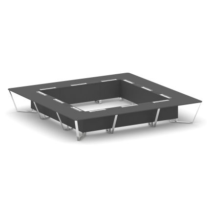 Steel Meet Стол переговорный квадратный MD-PR.B.SP-24K Антрацит/Нержавеющая Сталь/Хром 4800*4800*750