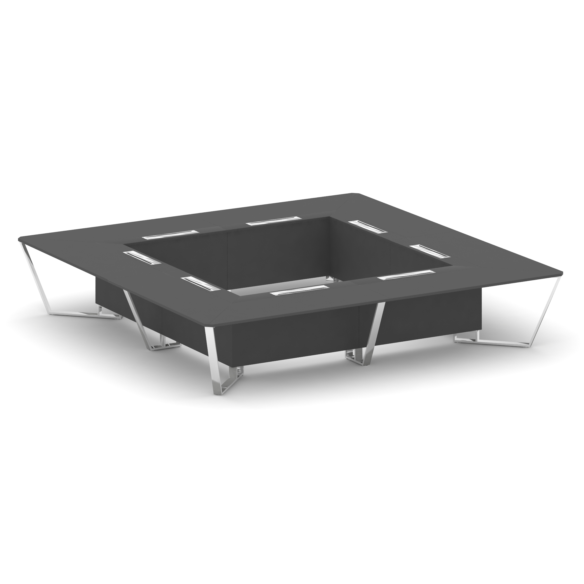 Steel Meet Стол переговорный квадратный MD-PR.B.SP-20K2 Антрацит/Нержавеющая Сталь/Хром 4000*4000*75