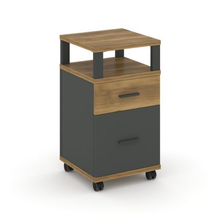 Concept Тумба мобильная 1 ящ.+1 распаш. фасад с надставкой CN.TUM-010 A Сандал Янтарный/Антрацит/Мет